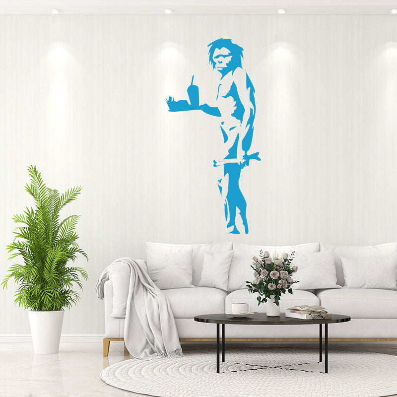 caveman takeaway banksy style wall sticker