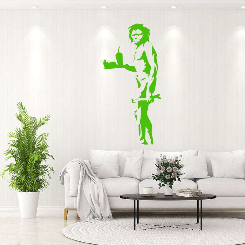 caveman takeaway banksy style wall sticker