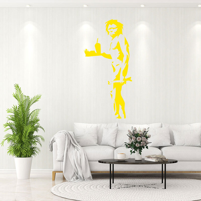 caveman takeaway banksy style wall sticker