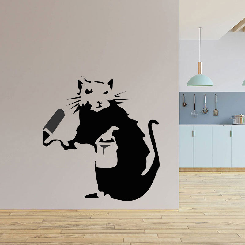 painting rat banksy style wall sticker