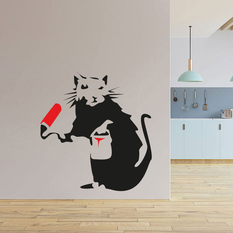 painting rat banksy style wall sticker