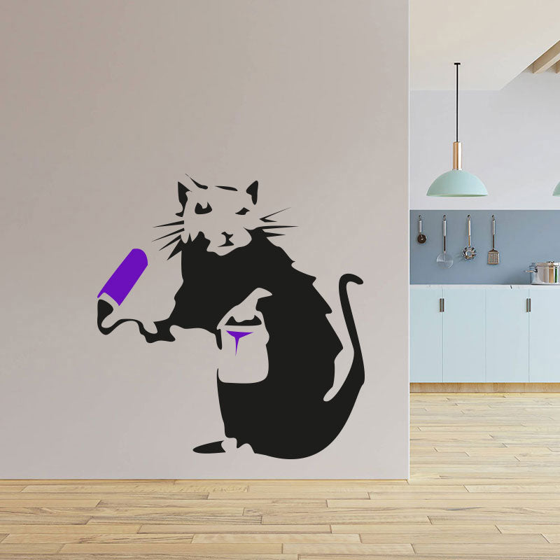 painting rat banksy style wall sticker