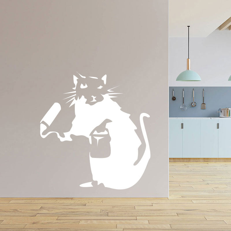 painting rat banksy style wall sticker