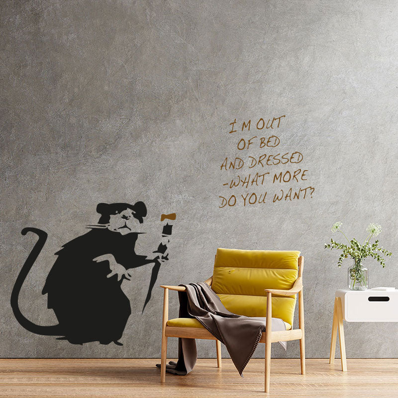 i m out of bed painting rat wall sticker