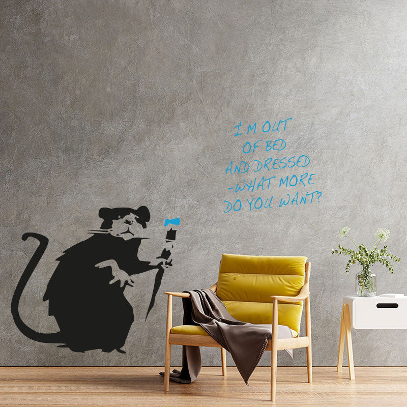 i m out of bed painting rat wall sticker