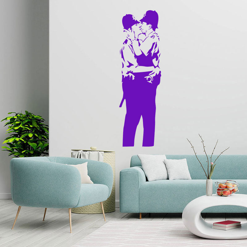 kissing cops coppers wall sticker decal