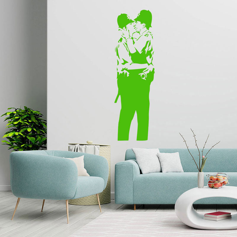 kissing cops coppers wall sticker decal