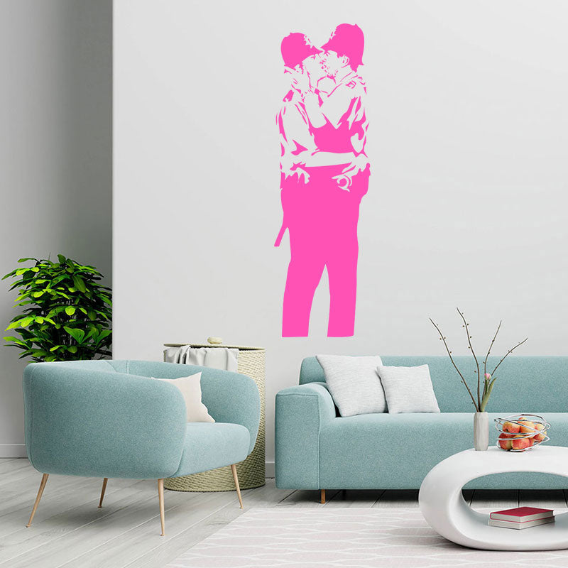 kissing cops coppers wall sticker decal