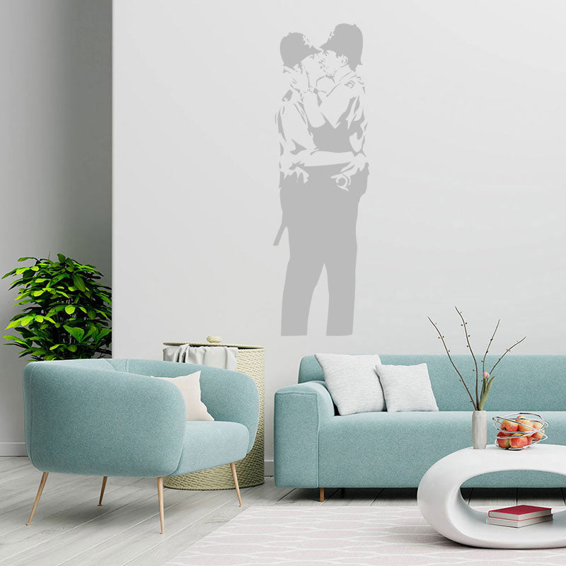 kissing cops coppers wall sticker decal