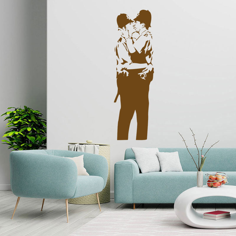 kissing cops coppers wall sticker decal