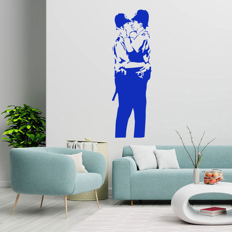 kissing cops coppers wall sticker decal