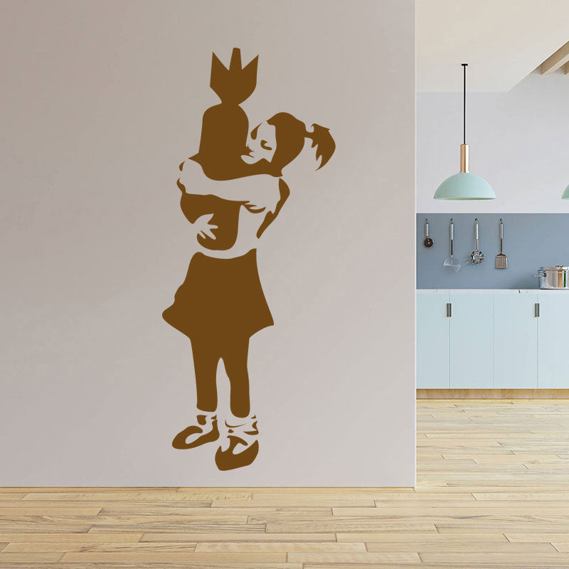 bomber girl s banksy art wall sticker