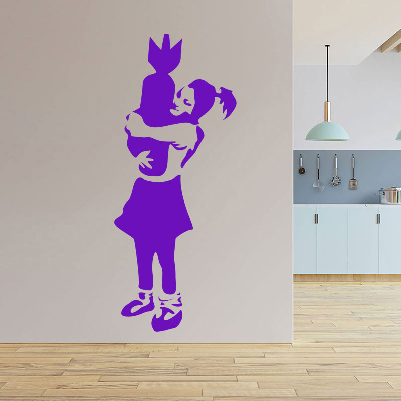 bomber girl s banksy art wall sticker