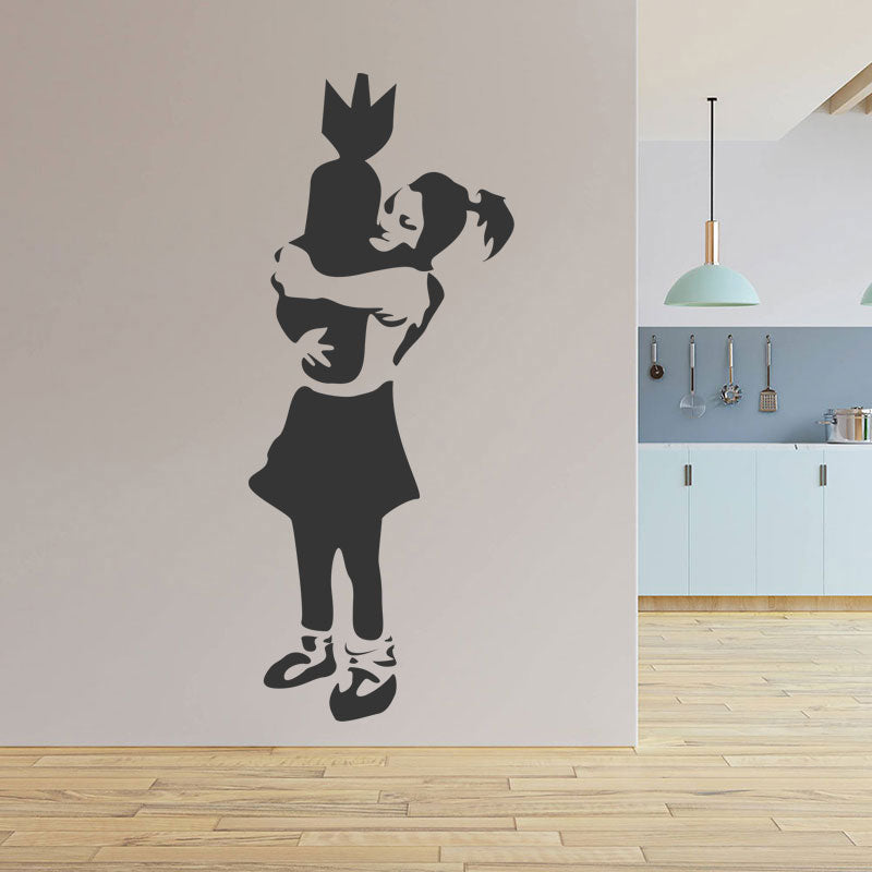 bomber girl s banksy art wall sticker