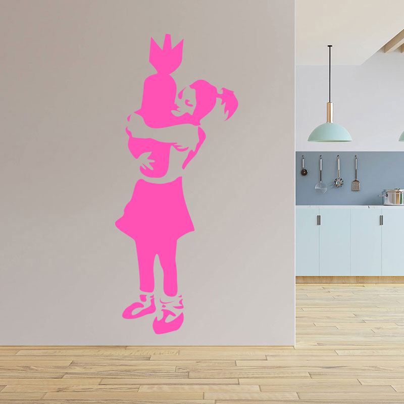 bomber girl s banksy art wall sticker
