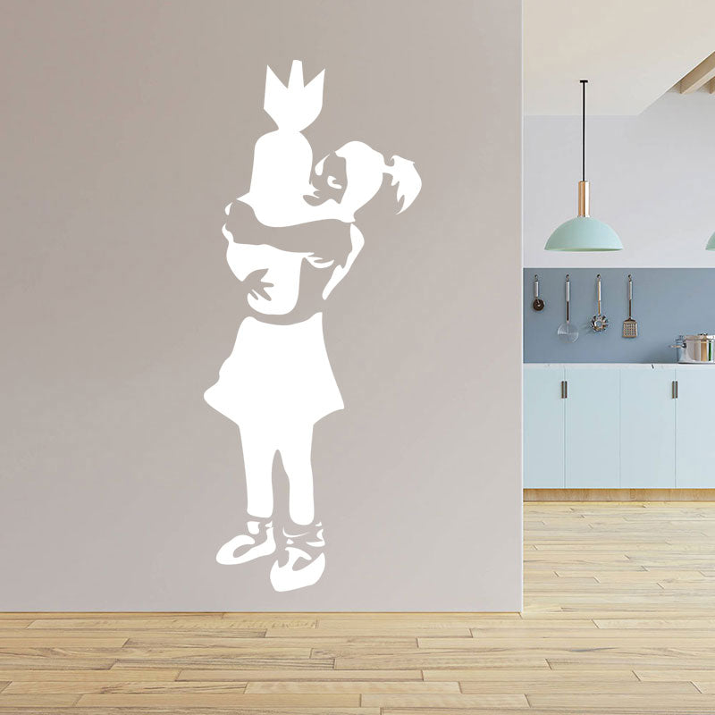 bomber girl s banksy art wall sticker