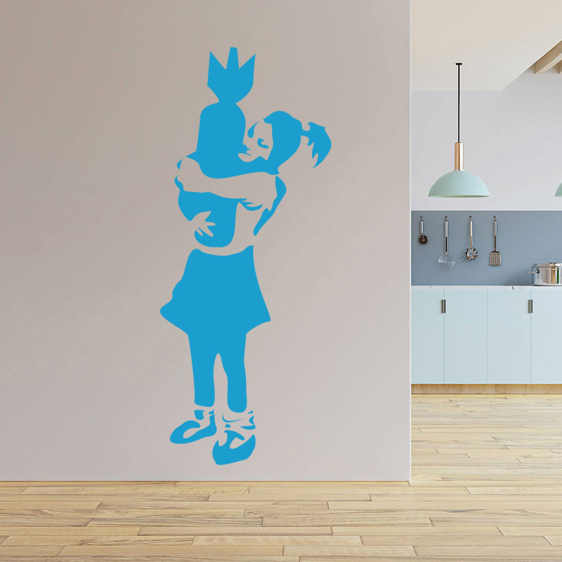 bomber girl s banksy art wall sticker