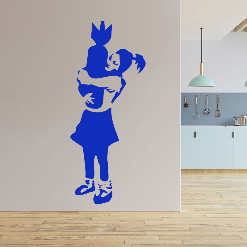 bomber girl s banksy art wall sticker
