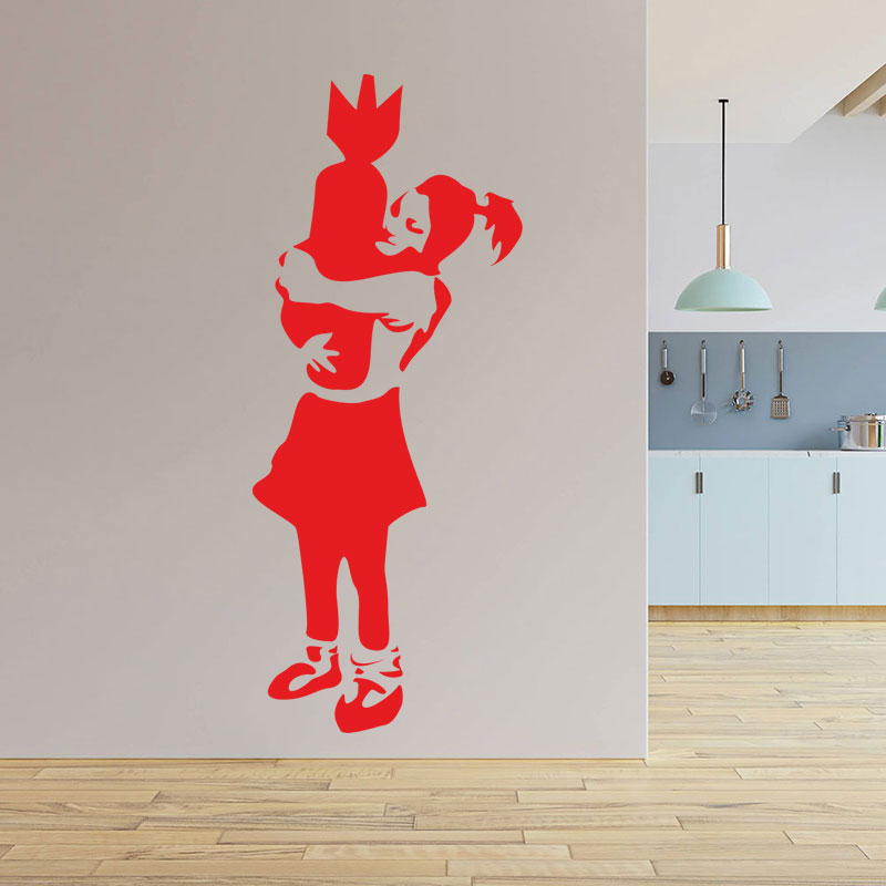 bomber girl s banksy art wall sticker