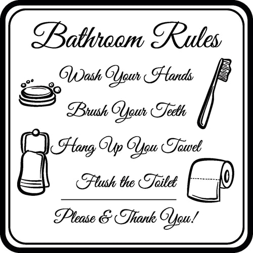 Bathroom Rules Framed Sign Toilet Wall Sticker & Decal