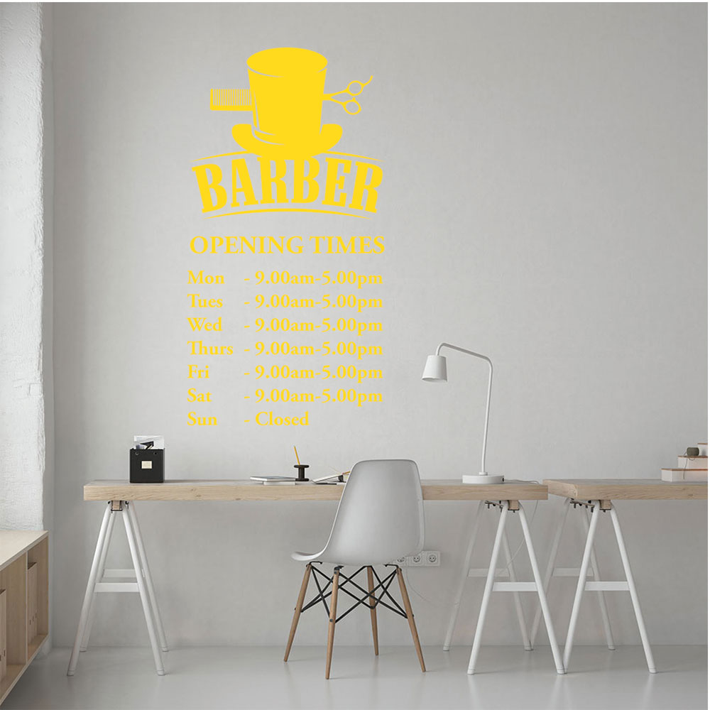 barber shop opening times wall sticker