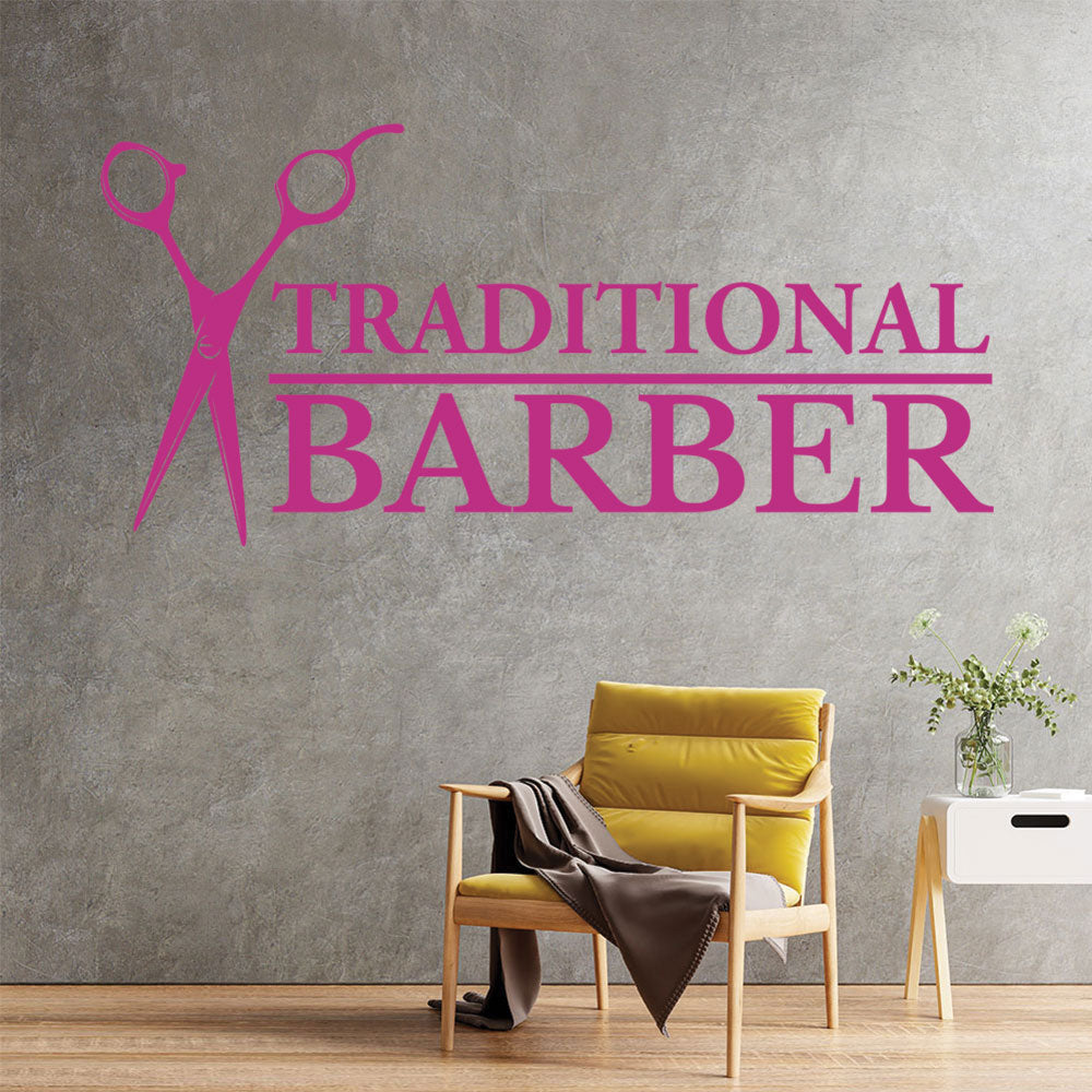 traditional barber shop decal with scissors for sa