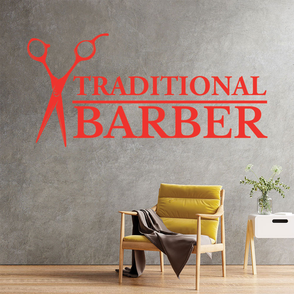 traditional barber shop decal with scissors for sa