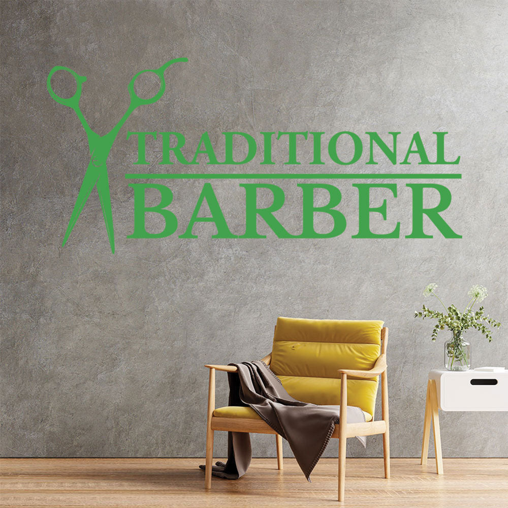 traditional barber shop decal with scissors for sa