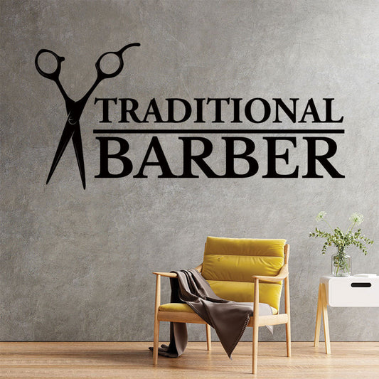 traditional barber shop decal with scissors for sa