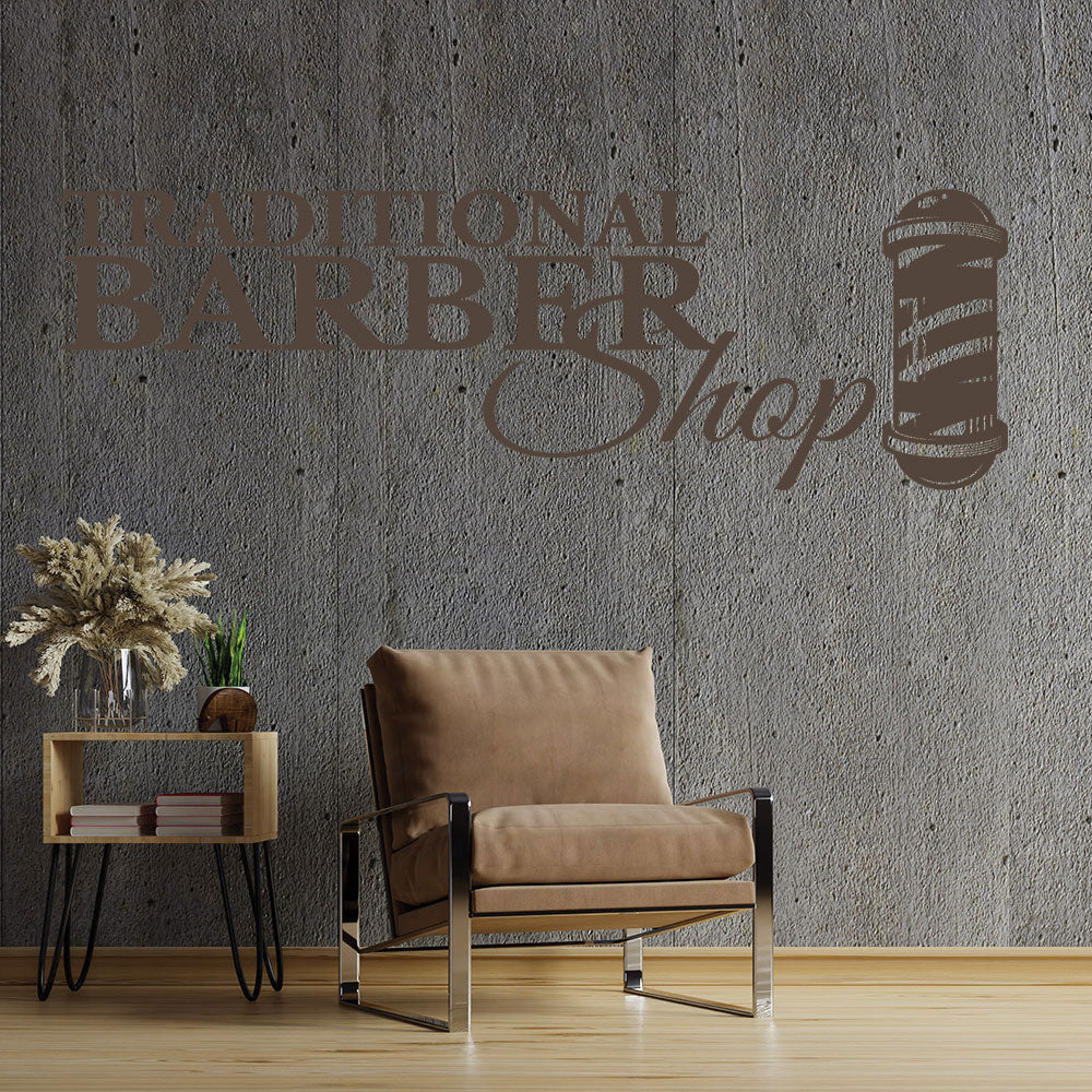 traditional barber shop decal with pole design for