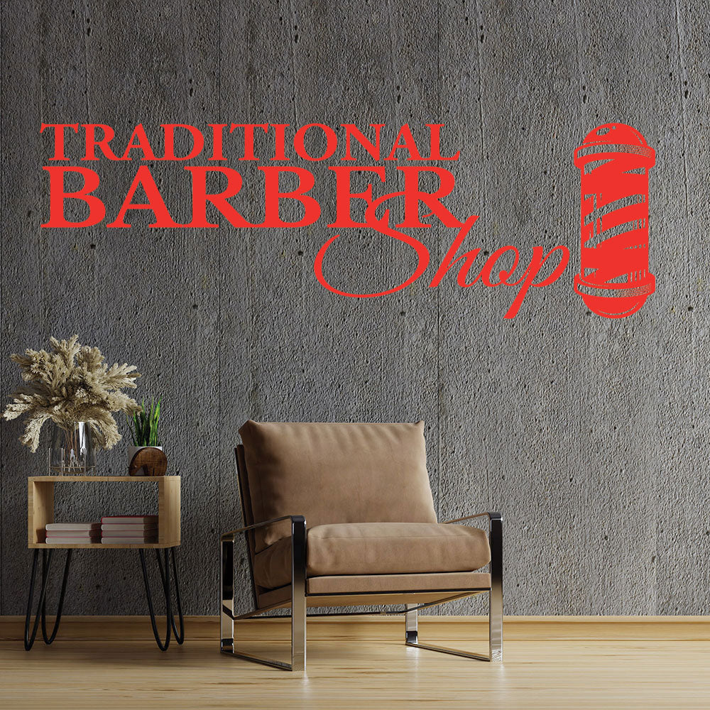 traditional barber shop decal with pole design for