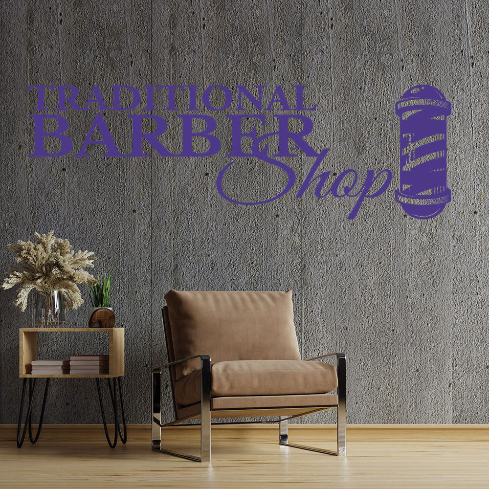 traditional barber shop decal with pole design for