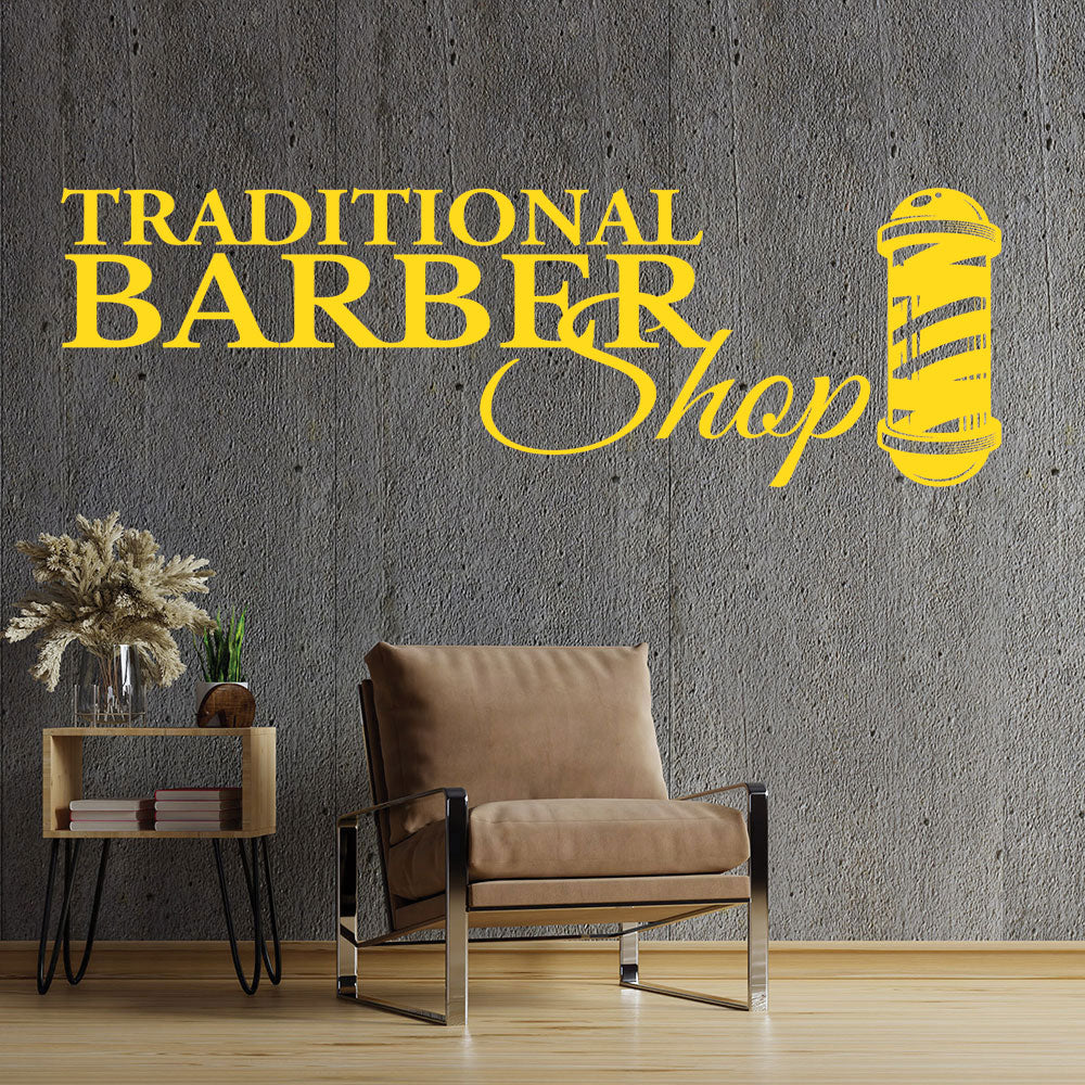 traditional barber shop decal with pole design for