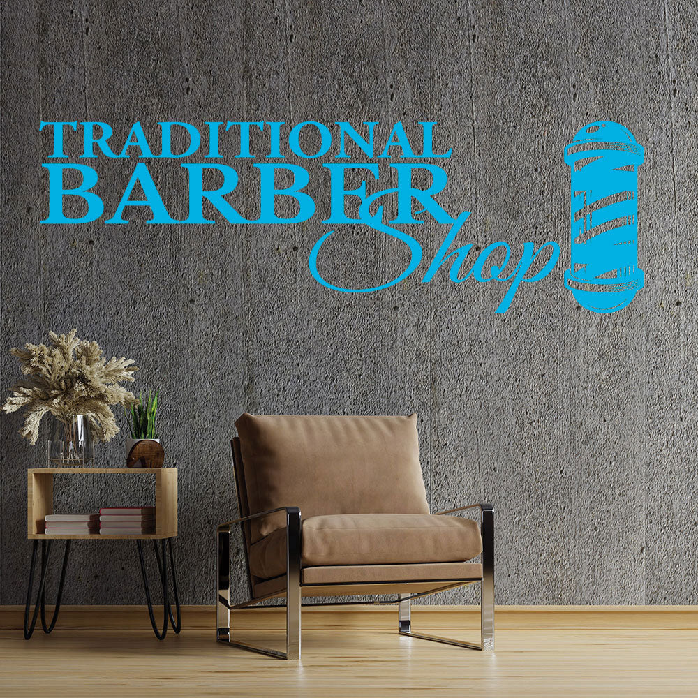 traditional barber shop decal with pole design for
