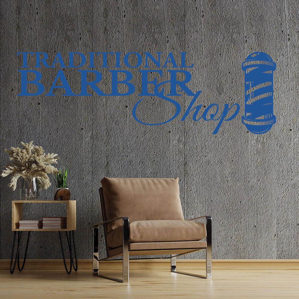 traditional barber shop decal with pole design for