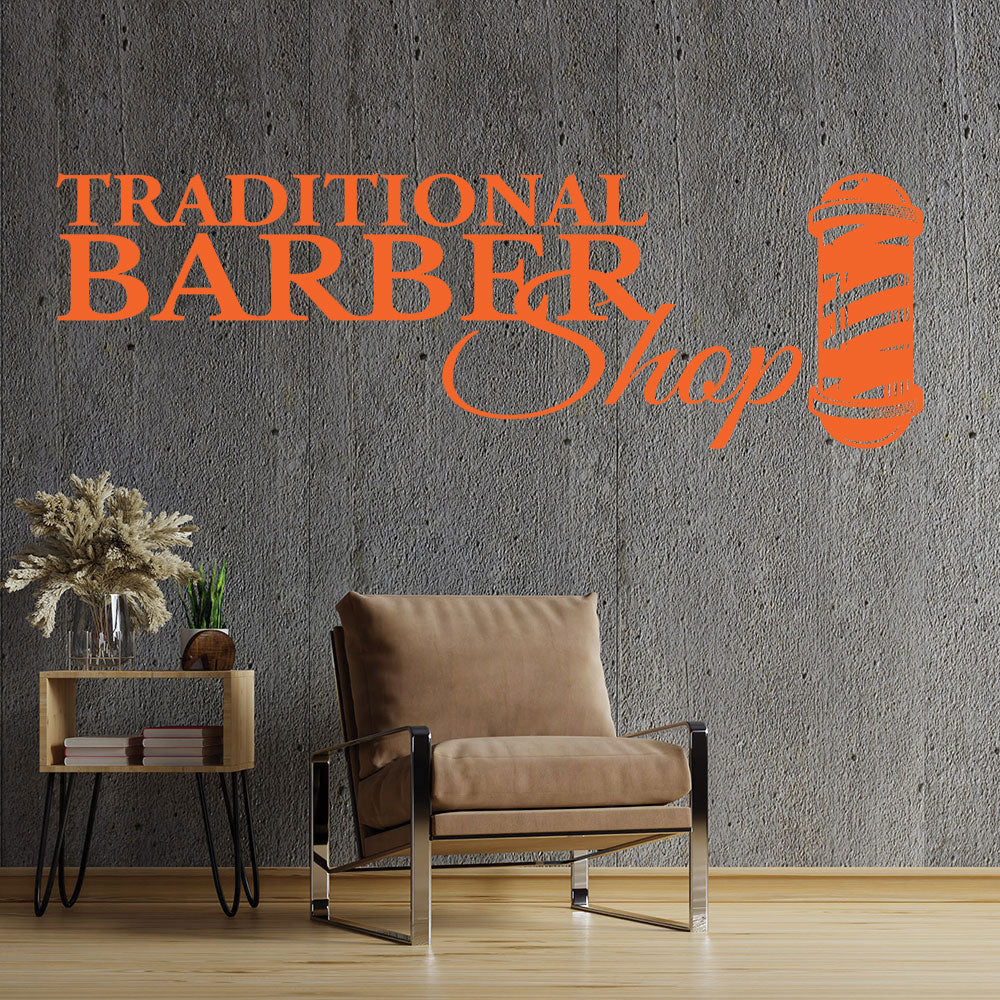 traditional barber shop decal with pole design for