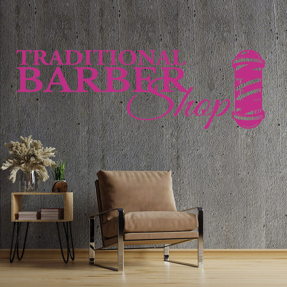 traditional barber shop decal with pole design for
