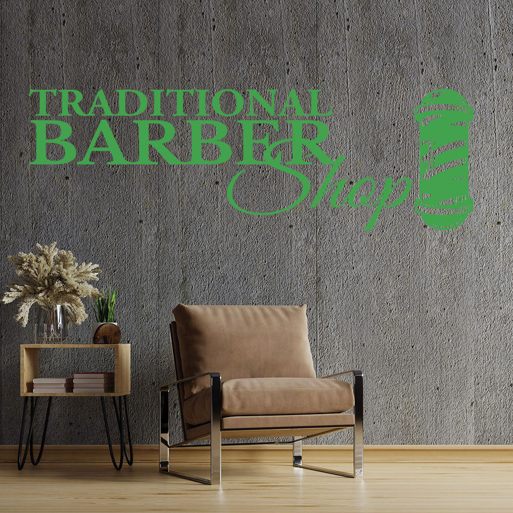 traditional barber shop decal with pole design for