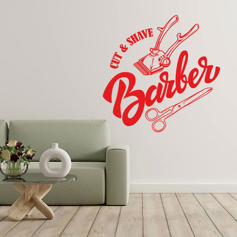 hipster barber shop wall sticker