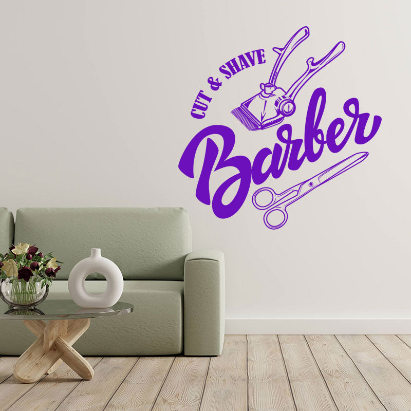 hipster barber shop wall sticker