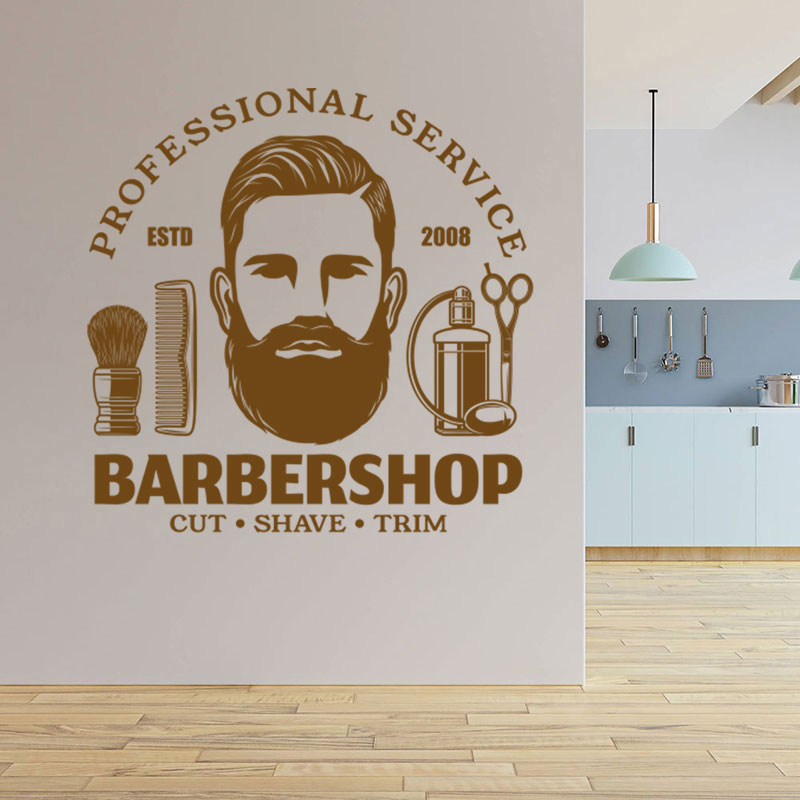 modern barber shop decal wall sticker