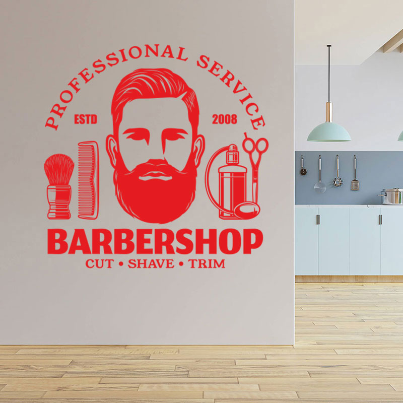 modern barber shop decal wall sticker