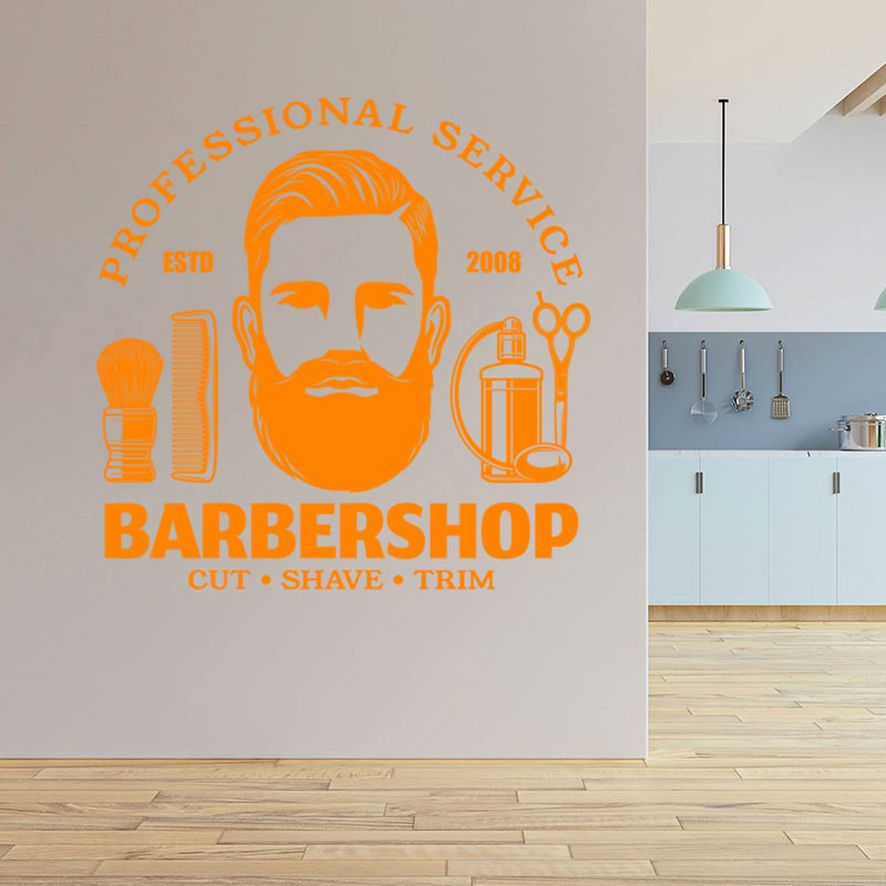 modern barber shop decal wall sticker