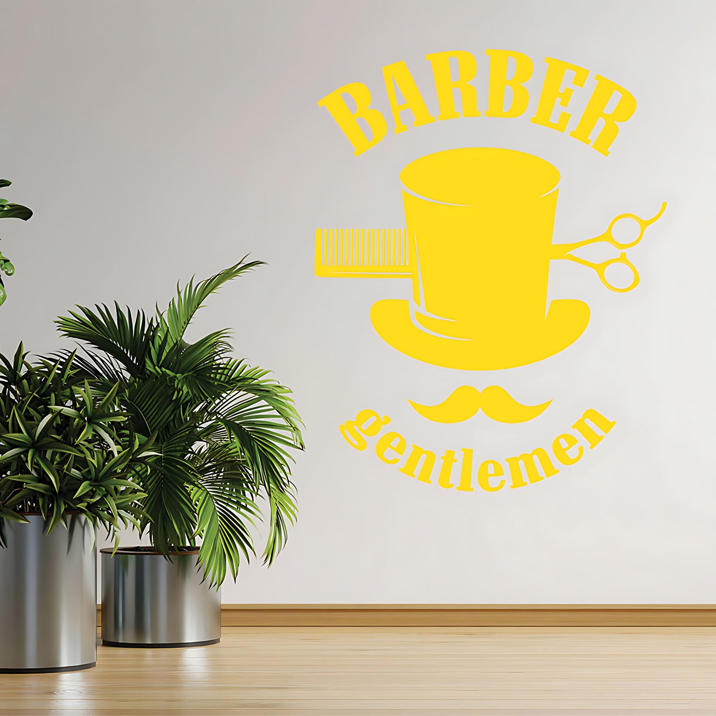 Top Hat & Moustache Barber Shop Wall Sticker | UK Made
