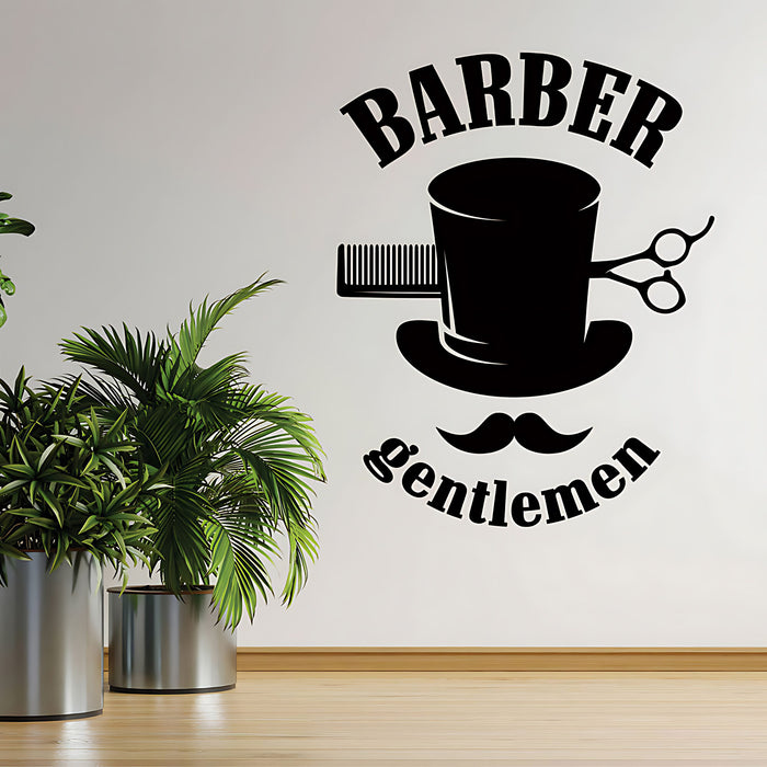 Top Hat & Moustache Barber Shop Wall Sticker | UK Made