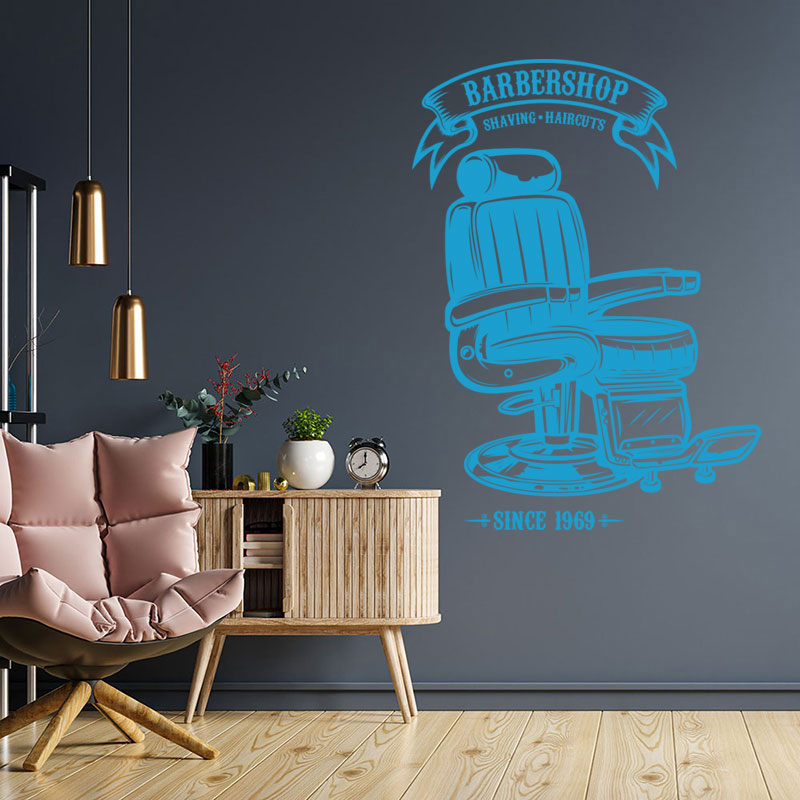 modern barber shop design wall sticker