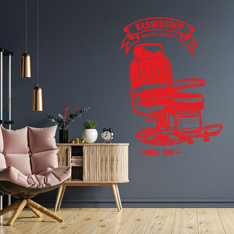 modern barber shop design wall sticker