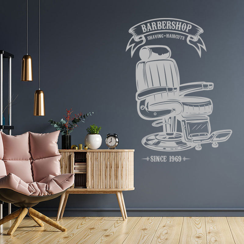modern barber shop design wall sticker