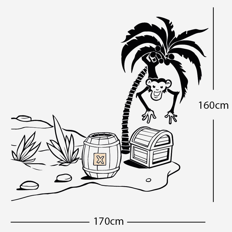 monkey in tree with treasure wall sticker