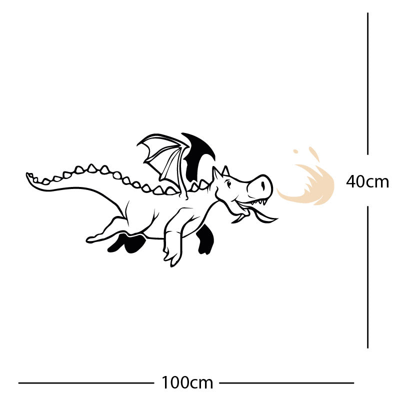 dragon with flames wall sticker